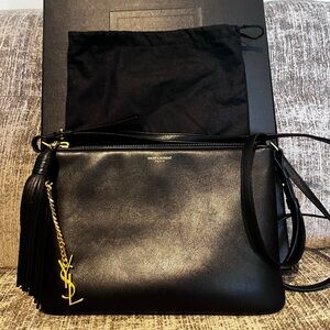 “Sold”. No longer available. 
Saint Laurent Elegant Black Crossbody Bag